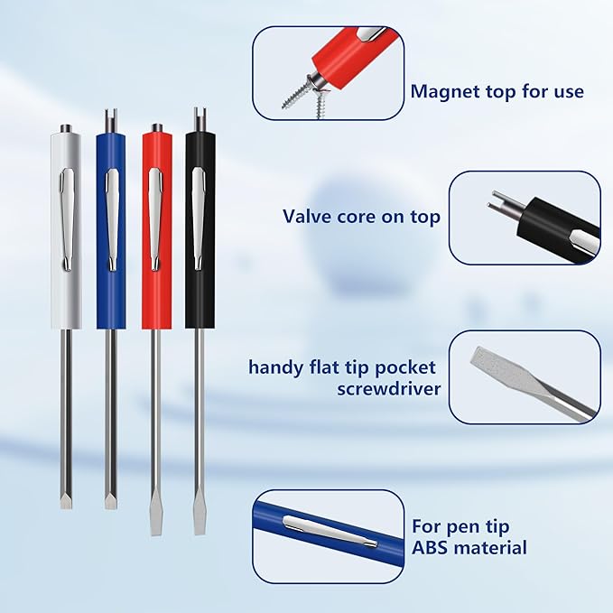 8pcs Pocket Screwdriver Set with 8 Synthetic Leather Case, Removable Screwdriver Pen, Magnetic Slotting, Valve Core Tool Mini Screwdriver with Dual Bits.