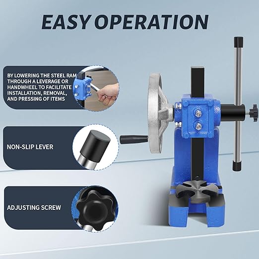Arbor Press 1 Ton, Ratchet Leverage Press with Handwheel, 5.5"Maximum Height, Manual Desktop Punch Press for Stamping, Bending, Stretching, Forming