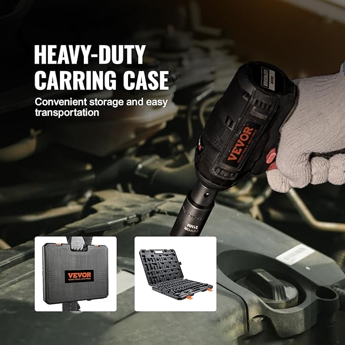 VEVOR 1/2" Drive Impact Socket Set, 23 Piece Socket Set SAE 竊?/16" -1"竊? Metric 竊?3-24mm竊? Point Cr-V Alloy Steel for Auto Repair with Ratchet Handle Rugged Construction Storage Case