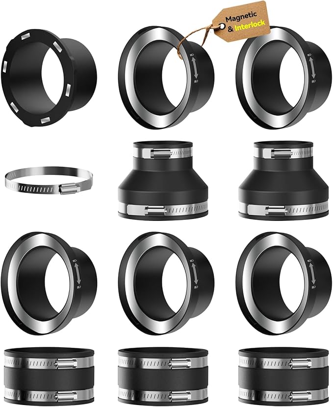 4 Magnetic Dust Collection Fittings for Dust Collectors Woodwork Shop Vacuum Hose,One-to-Multi Lightning Lock Dust Collector System w/1PK Mag Port Connector+3Set 4??2 Set 2.5??Couplers.