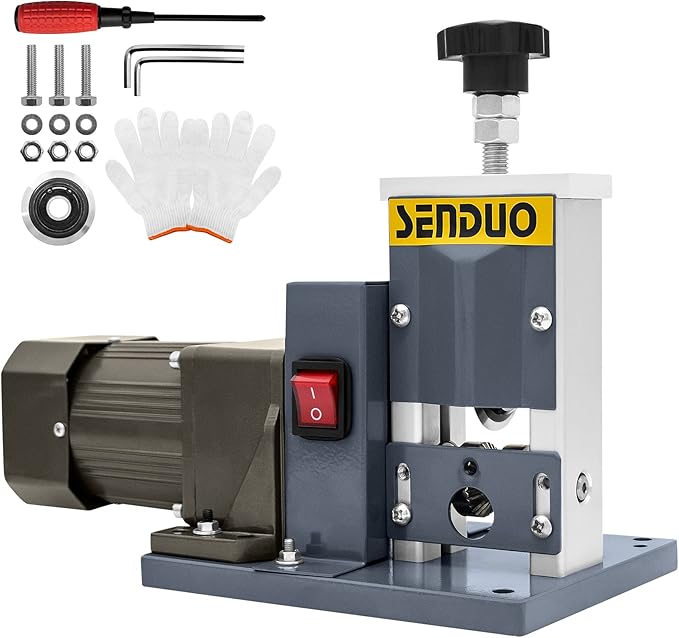 SENDUO Automatic Wire Stripper Machine,25W 0.04" - 0.79" Electric Wire Stripping Machine,with Free Replacement Blades,Portable cable stripper for Scrap Copper Wire Cable Recycling