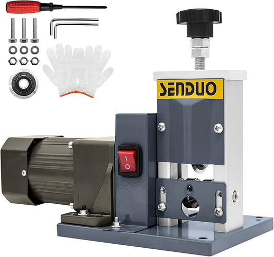 SENDUO Automatic Wire Stripper Machine,25W 0.04" - 0.79" Electric Wire Stripping Machine,with Free Replacement Blades,Portable cable stripper for Scrap Copper Wire Cable Recycling