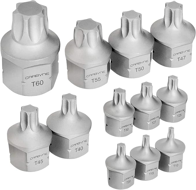 CARBYNE 12-Piece Torx Super Short Low Profile Bit Socket Set | T10 to T60 Sizes, Dual-Drive: Internal Square Drive & External Hex Drive ??From a Family-Run Tool Company in the U.S.