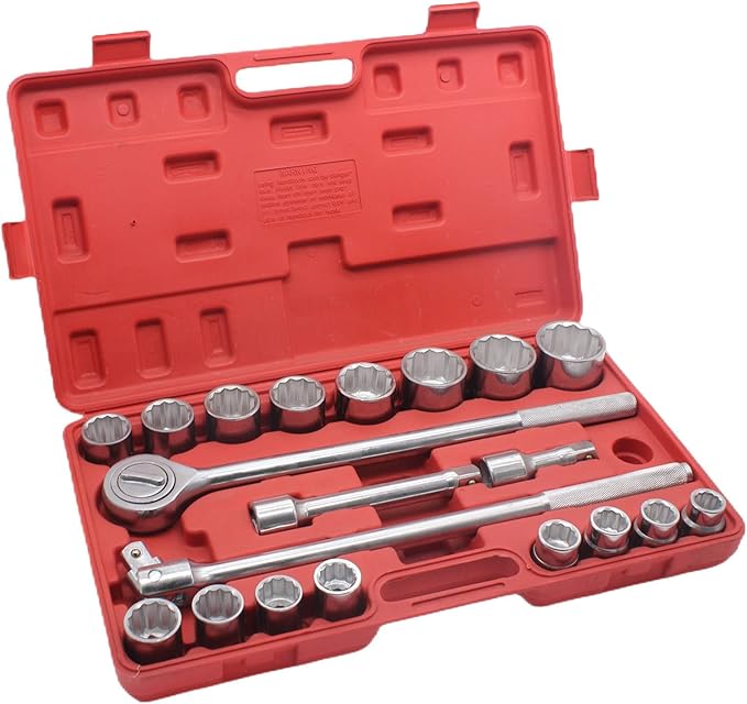 21-Piece 3/4" Drive Socket Set,12-Point,SAE Size(7/8''-2"),with Ratchet Handle And Flex Head Ratchet