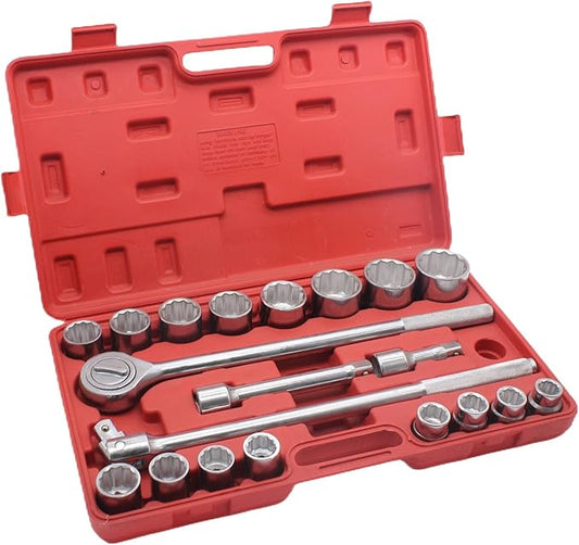 21-Piece 3/4" Drive Socket Set,12-Point,SAE Size(7/8''-2"),with Ratchet Handle And Flex Head Ratchet