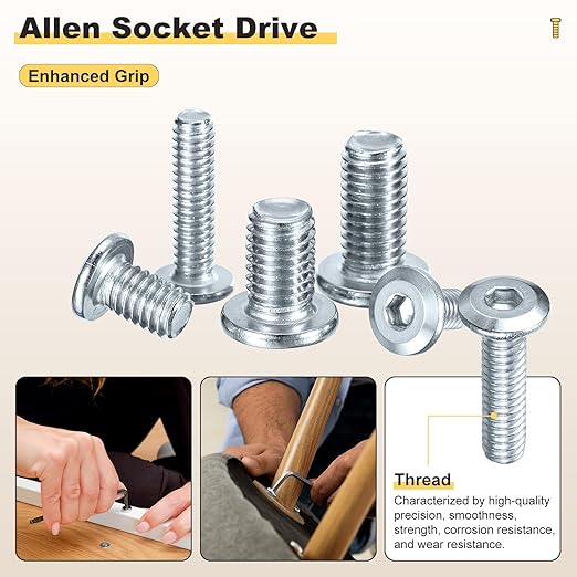 METALLIXITY Furniture Crib Screws Replacement Set with Wrench(M6-1x20mm) 200Pcs, Galvanization Connector Bolts M6 Screw Barrel Nuts Binding Screws, for Chair Cabinet Bed, Silver