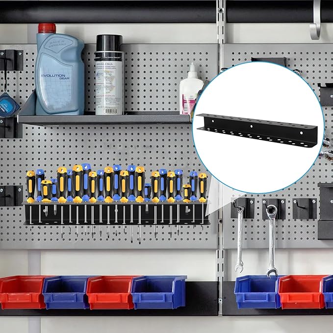 Screwdriver Organizer, Carbon Steel Screwdriver Holder, Garage Tool Organizer Wall Mount for Pliers, Wrenches & Nut Driver, Utility Storage Rack for Workspace, Workshop, Shed (15.7?섃셂/23 Holes)