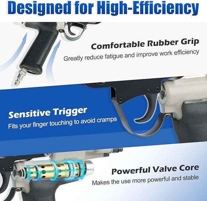 WOODPECKER BWG12 Pneumatic Hog Ring Plier 1.8 mm to 2.1 mm Closure Diameter Hog Ring Gun for Strapping, Fencing, Cages