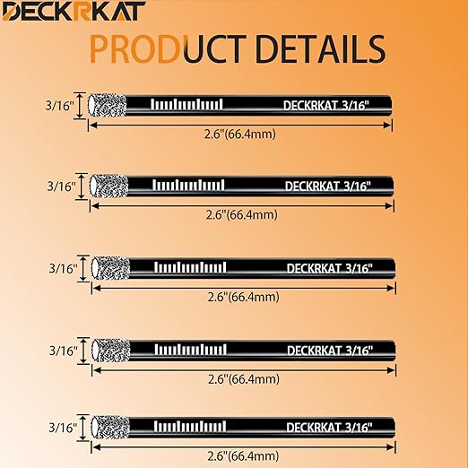 5 Packs Dry Diamond Drill Bits Set 3/16" 5mm Vacuum Brazed Diamond Hole Saws for Granite Tile Ceramic Marble Stone Glass and More Hard Materials (not for Wood), Round Shank with Storage Case