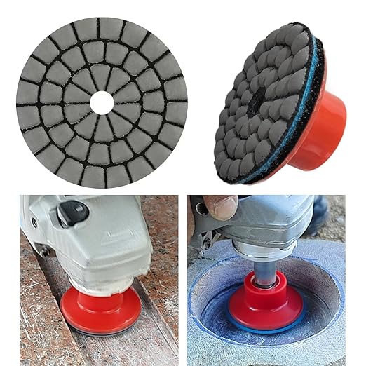 2inch 50mm Diamond Dry Grinding Pad, 7 Different Grit 50#-3000# Sanding Discs & M10 Thread Hook & Loop Backing Holder for Detail Fine Buffing Polishing (8Pcs/Set)