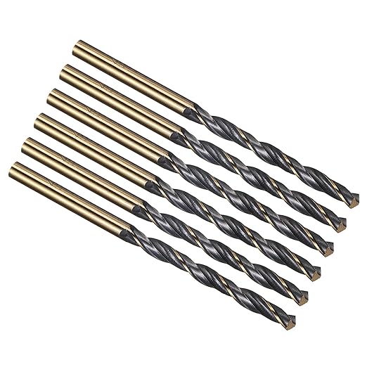 PATIKIL 4mm Drill Bit, Jobber Straight Shank 4341 High-Speed Steel 118째 Black and Gold Finish for Medium-Hard Metal Steel Acrylic - 6 Pack