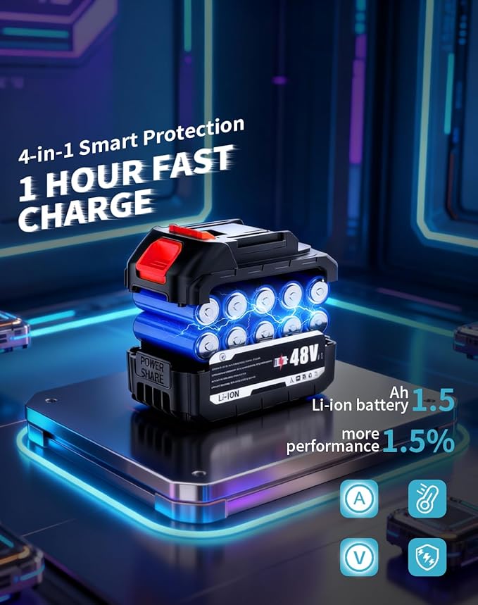 48V Cordless Impact Wrench, 1/2 Impact Gun, 4-Speed Brushless High Torque Impact Gun with LED Light, Precision Power Wrench