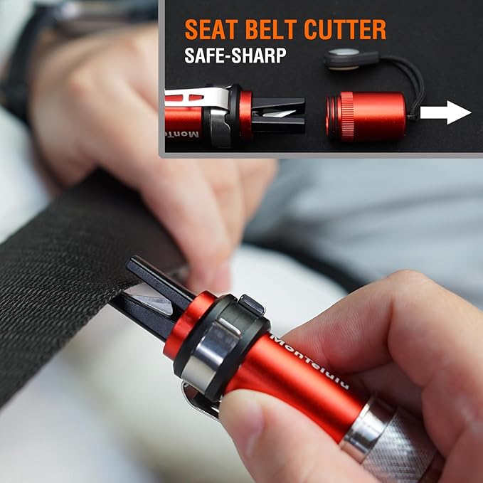 Car Glass Breaking and Seatbelt Cutter Emergency Escape Tool竊?-in-1 Safety Hammer and Spring-Loaded Window Breaker Underwater for Life-Saving