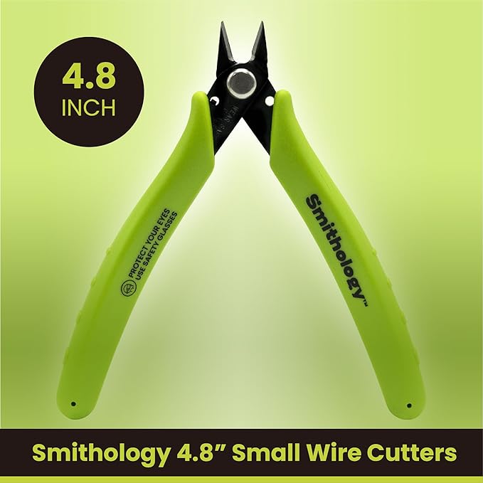 Smithology 4.8??Micro Flush Cutters 3PCS | Made from High Carbon Steel with Hidden Springback Design & Non-Slip Handles for Trimming Metal Wires, Zip Ties, Cables, Circuit Boards, & DIY Projects