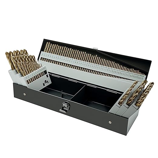 115Pcs Cobalt Drill Bit Set (1/16"-1/2"), M35 HSS, 135 Degree Tip, Twist Jobber Length for Hardened Metal, Stainless Steel, Cast Iron, Wood, and Plastics, with Index Storage Case