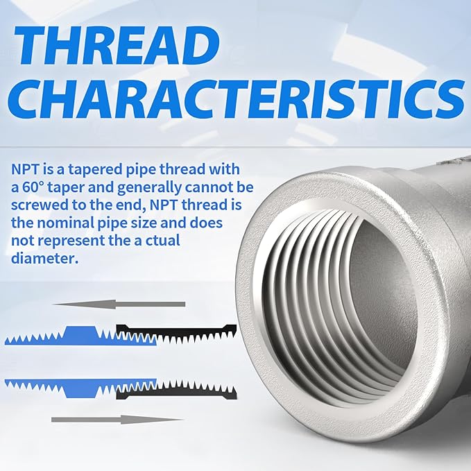 ChillWaves 304 Stainless Steel Pipe Fitting, Male Run Tee 1/4" NPT Female x 1/4" NPT Female x 1/4" NPT Male Thread Adapter(2-PACK)