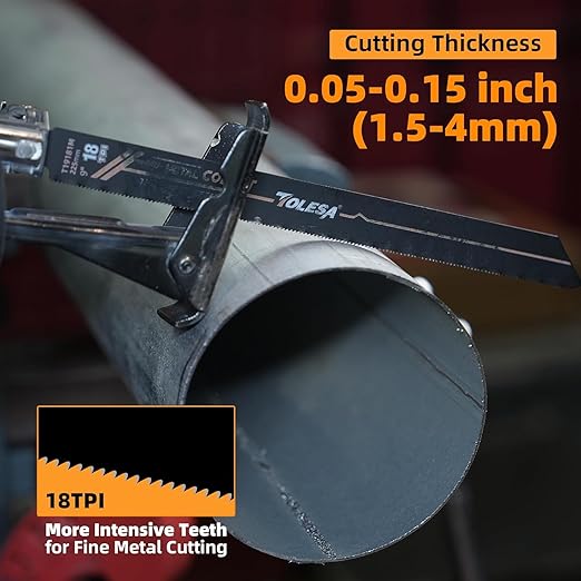 TOLESA Bi-Metal Sawzall Blades Metal Cutting 6 Inch 18 TPI, 10 Pack Reciprocating Saw Blades for Pipes, Profiles, Medium & Thin Sheet Cutting
