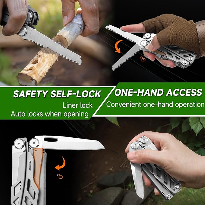 NexTool 14-in-1 Multi-Tool, Stainless Steel Multitool Pliers with 80Cr14Mov Pocket Knife, 2 Safety Locks and Huge Scissors, EDC Multitool Utility Tool for Camping Outdoor Activities (Flagship Max)
