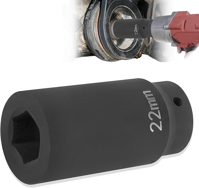 Sunluway 22mm Harmonic Balancer Socket Tool for Toyota Lexus Dodge Jeep and Ford, Deep Counter-weighted Socket, 3 Times Momentum Power of Standard Impact Socket