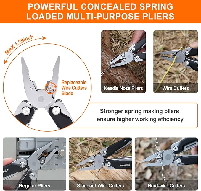NexTool W4 Adjustable Ratchet Wrench Multitool, 11-IN-1 Foldable EDC Tool with Pliers, Knife, Saw and Screwdriver, Multi Tool for Camping, DIY, and Gifts for Him