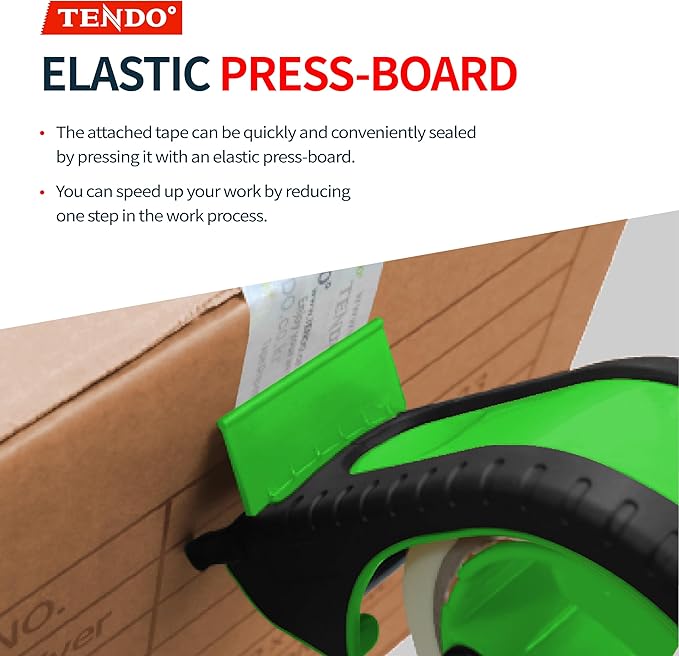 Heavy Duty Shipping Tape Dispenser: TENDO째 Premium Line ??Reusable, Replaceable, Eco-Friendly 2?쇺?Master Piece Dispenser for Pros with Patented 10째 Sloped Chromium Blades - P-2200 (4th Gen.)_Green