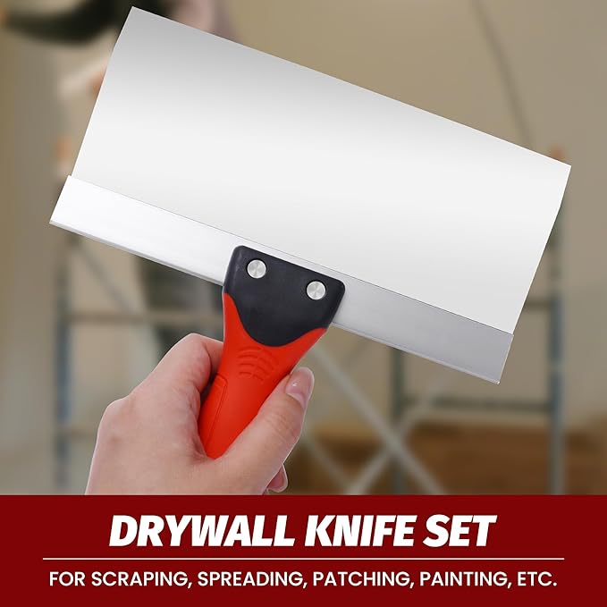 Drywall Taping Knife Stainless Steel, 3 PCS Taping Knives, 8"/10"/12" Premium Drywall Skimming Blades,Perfect Tool for Finishing and Patching