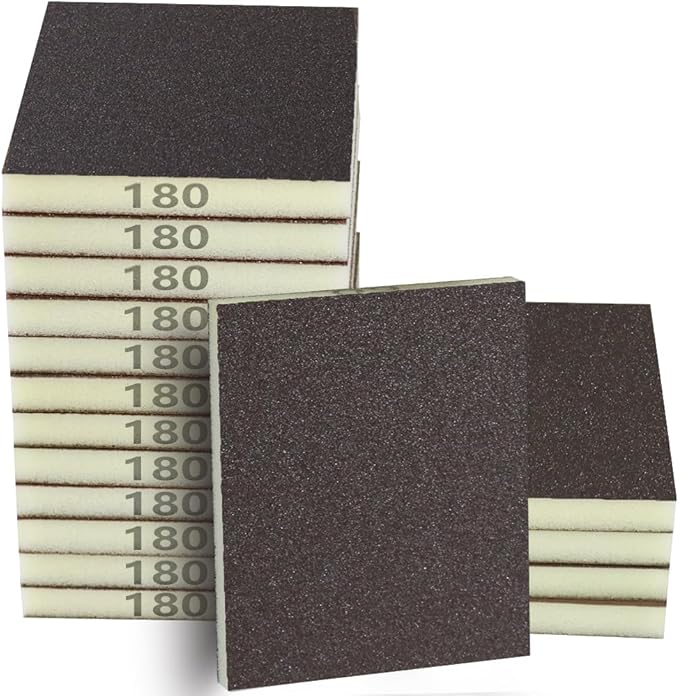 16PCS 180 Grits Sanding Sponge Fine Coarse Sanding Block, Washable and Reusable Wet Dry Sandpaper Sponge竊?Sander Sponges for Wood Drywall Metal Wood