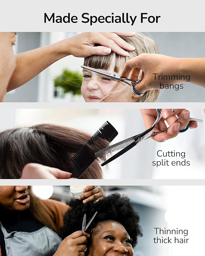 Hair Thinning Scissors ULG Professional Barber?셲 Texturizing Teeth Shears for Hairdressing, Salon and Home Use Thinning Shears for Hair Cutting, Made of Japanese Stainless Steel, 6.5 inch