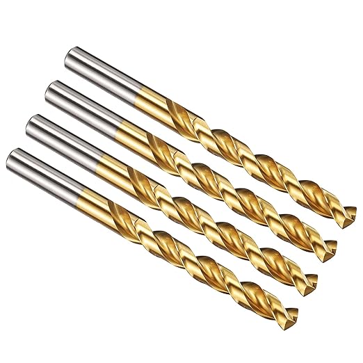 PATIKIL 10.5mm Drill Bit, M42 8% Cobalt High-Speed Steel Jobber Straight Shank 135° Titanium Nitride (TiN) Coated for Hard Metal Stainless Steel - 4 Pack