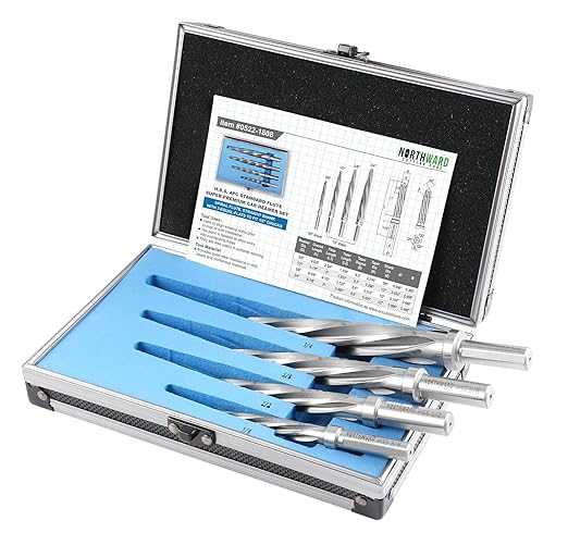 Accusize Industrial Tools 4 Pc H.S.S. Standard Spiral Flute Super Premium Car Reamer Set, 3/8", 1/2", 5/8", 3/4", to Fit 3/8'' or 1/2'' Shank Chuck, 0522-1808