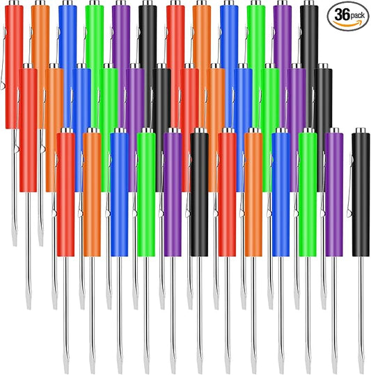 36 Pieces Pocket Screwdriver Mini Tops and Pocket Clips Magnetic Slotted Small Screw Driver with a Single Blade Head for Mechanical, Electrician(Colorful)