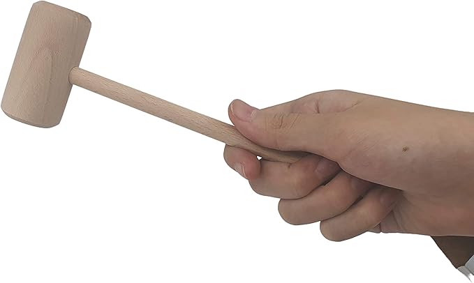 8-Inch Large Wooden Crab Lobster Mallet, Seafood Hammers Shellfish Mallets, Wooden Hammer for Chocolate, Hammer Golf Tees, Breakable Heart Hammer, Natural Hard Beechwood (6 Pcs)