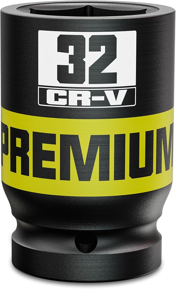 1" Drive 6 Point Impact Socket, 32mm Deep Socket, Metric, CR-V, Automotive Maintenance Machinery Manufacturing