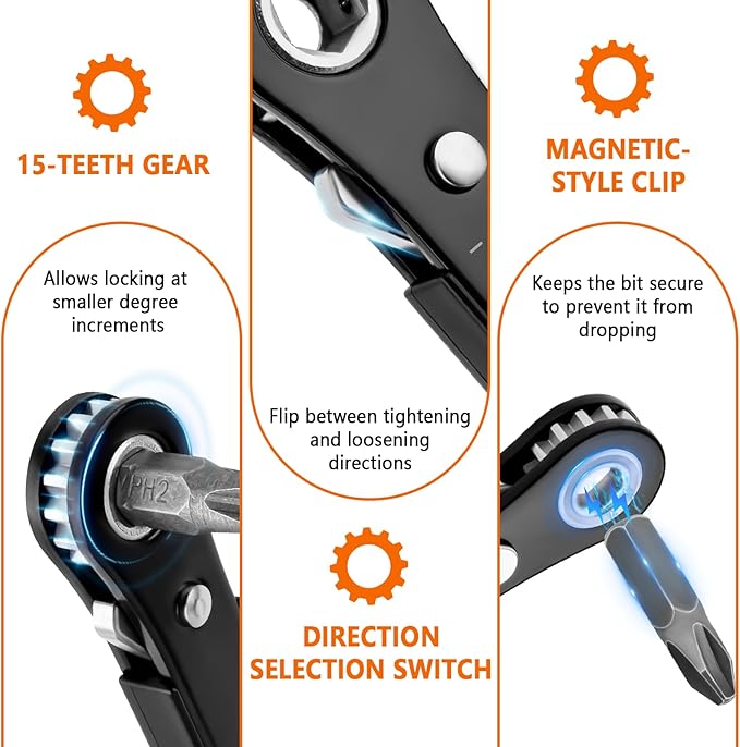 Right Angle Screwdriver Set Mens Gifts, Mini Ratcheting 90 Degree Offset Screwdriver Pocket Mini Low Profile Ratchet Wrench Bit Socket Set Sewing Machine Tool Stocking Stuffers Mens Gifts for Him