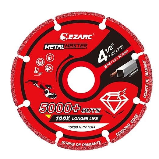 EZARC Diamond Cutting Wheel 4 1/2 x 7/8 Inch for Metal, Cut Off Wheel with 5000+ Cuts on Rebar, Steel, Iron and INOX