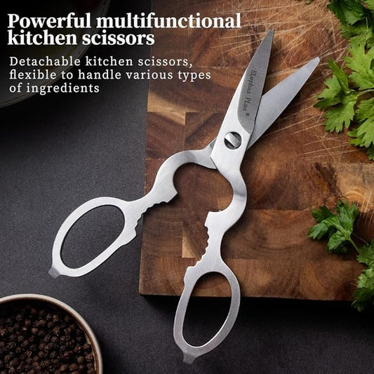 Kitchen Shears Heavy Duty Kitchen Scissors,All Purpose Come Apart Blade Made with All Stainless Steel, Food Scissors for Meat/Vegetables/BBQ/Fish/Spices/Herbs, Silvery
