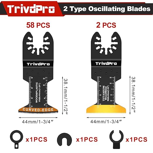 Oscillating Tool Blade Multitool Blades - TrivdPro 60pcs Multi Tool Blades Kits Oscillating Saw Blades for Metal Wood Plastic Fits Dewalt Milwaukee Ryobi Fein Bosch