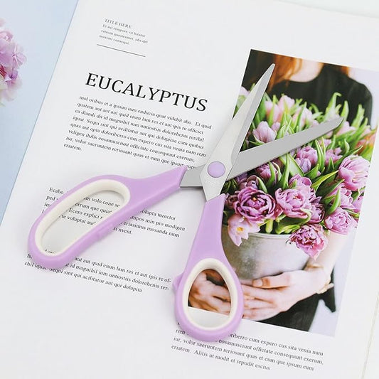 Multipurpose Stainless Steel Scissors 6.7" Pink Sharp Shears Comfort-Grip Scissors for Fabric Craft Office Supplies (Purple 7.7'')