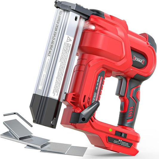 18GA Cordless 2" Brad Nailer Compatible with Milwaukee 18V (Tool Only), 2-in-1 Nail/Staple Gun, Tool-Free Jam, Adjustable Depth, 2 Modes with 400 Nails/Staples for Woodworking, Carpentry