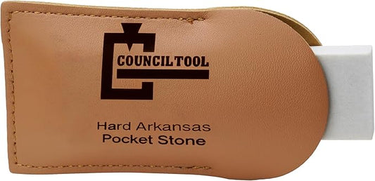 COUNCIL TOOL Pocket Sharpening Stone - 1000 Grit Sharpening Stone with Hard Grit & Leather Pouch, Made in the USA - 80-HD