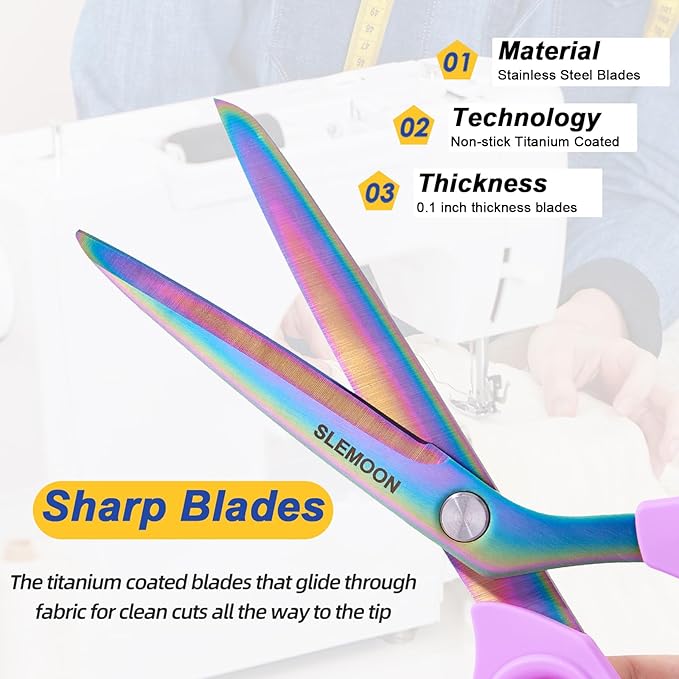 10-Inch Scissors All Purpose - Sharp and Colorful Blades,Fabric, Leather, Craft Scissors with Soft Comfort Grip, Light Purple,Gift Idea for Sewing, Crafting, Office, Home