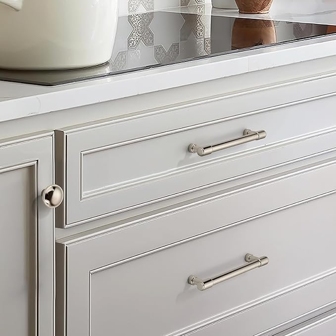 Khtumeware 10 Pack Large Cabinet Knobs - Polished Nickel, 1-3/4 inch (44 mm) Diameter, Heavy Duty Zinc, Kitchen Drawer Pulls and Door Handles