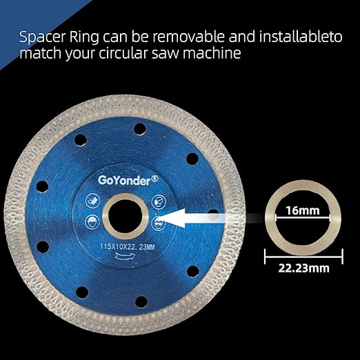 GoYonder 5pcs 4" Grinder Blades Tile Blade, Diamond Saw Blade for Cutting Porcelain Tiles Granite, 115mm Tile Cutting Blade for Angle Grinder