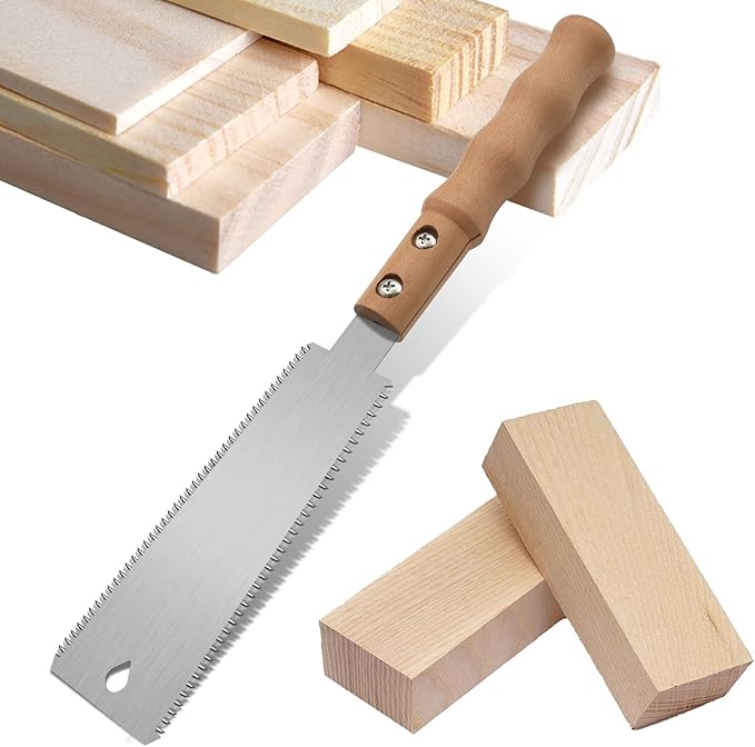 Japanese Hand Saw, 6 Inch Flush Cut Double-Sided Fine Teeth Wood Pull for Hardwood & Softwood Woodworking Trim (15/17TPI)