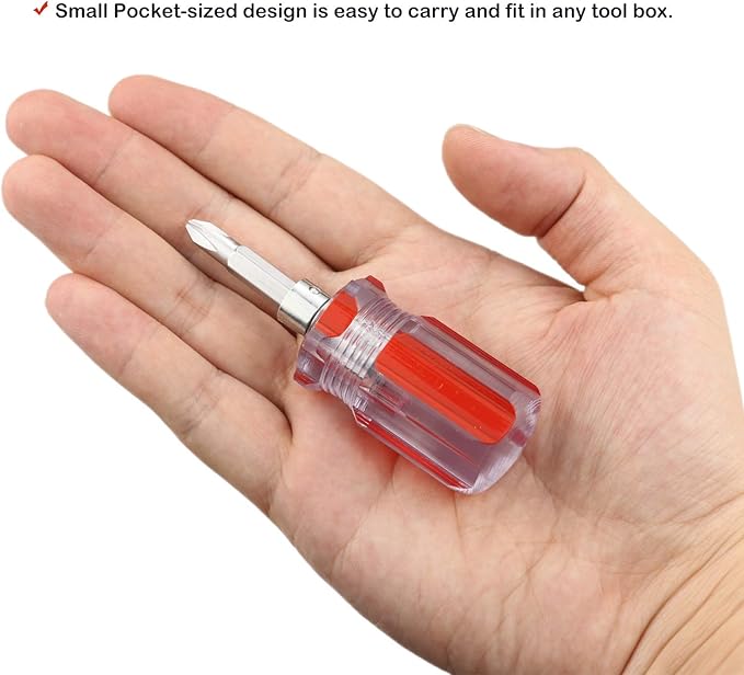 Stubby Magnetic Screwdriver With Phillips Head and Flat Head,Small Pocket Screwdriver for DIY Repairing,2 Piece Set