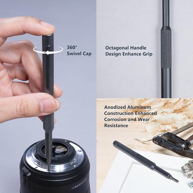 POWERTEC 50-in-1 Micro Precision Screwdriver Set ??Magnetic Repair Tool Kit with S2 Bits, Tweezers, Spudger & Aluminum Handle for Electronics, Phones, Laptops, Watches, Glasses & More (72277)