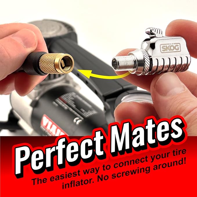 SK횜G Chuck Mates Platinum (2 Pack) Quick-Connect with Patented RatchetSeal Technology for Tire Inflators Open-Type