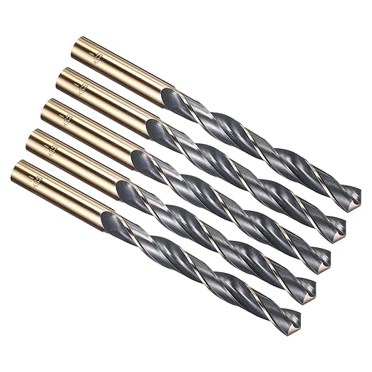 PATIKIL 11mm Drill Bit, Jobber Straight Shank 4341 High-Speed Steel 118째 Black and Gold Finish for Medium-Hard Metal Steel Acrylic - 5 Pack