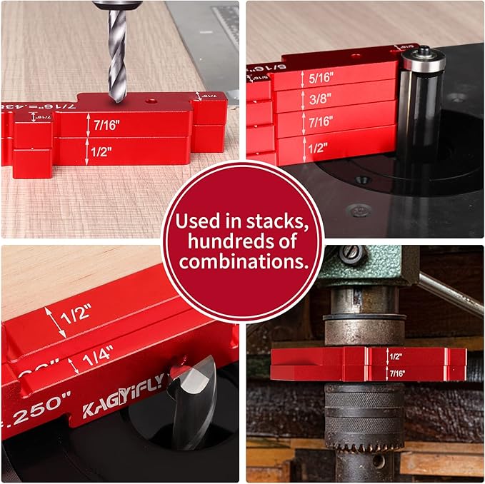 Router Table Setup Bars, 7pcs Aluminum Precision Setup Blocks Height Gauge Set for Router Table Saw Accessories and Angle Woodworking Set Up(Each Block has Different Thickness)
