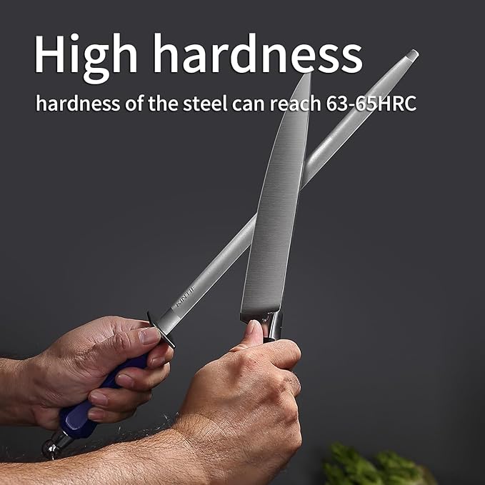 Honing Steel 10 inch Professional Knife Sharpener Honing Rod, Fine Lines, High Carbon Steel, High hardness, Flat Knife Sharpening Steel